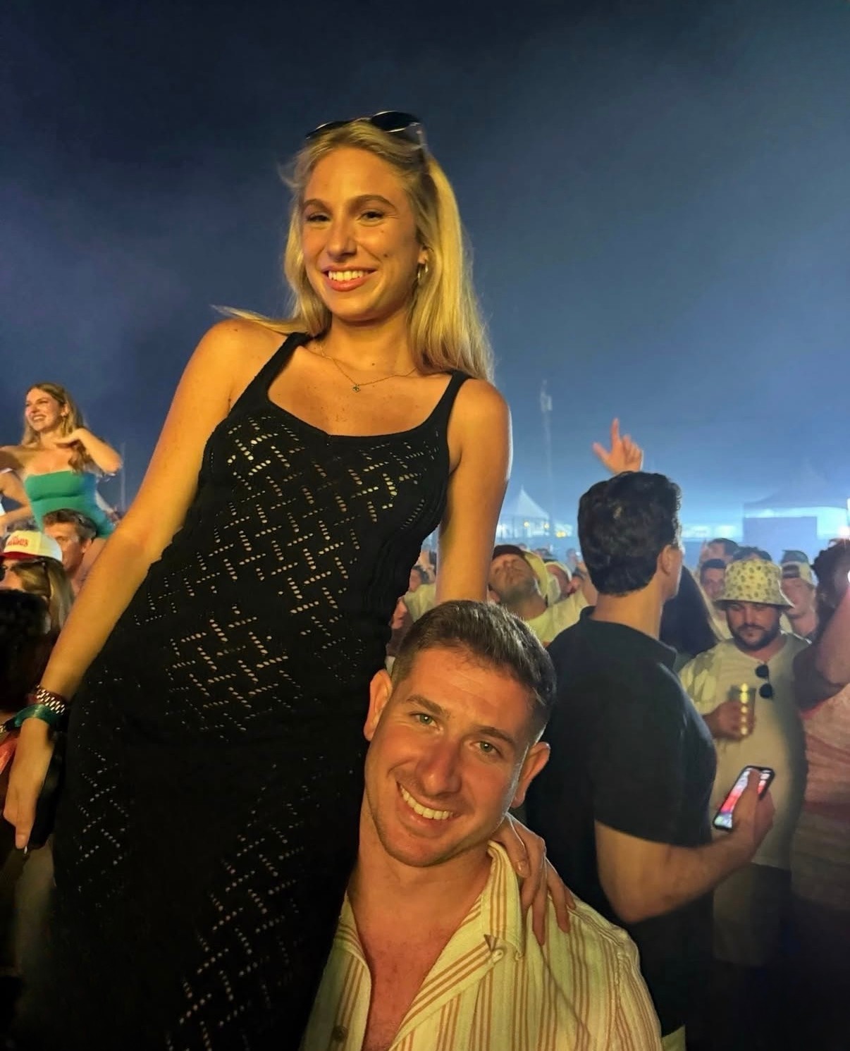 Summer night concert on the beach with friends in the Hamptons