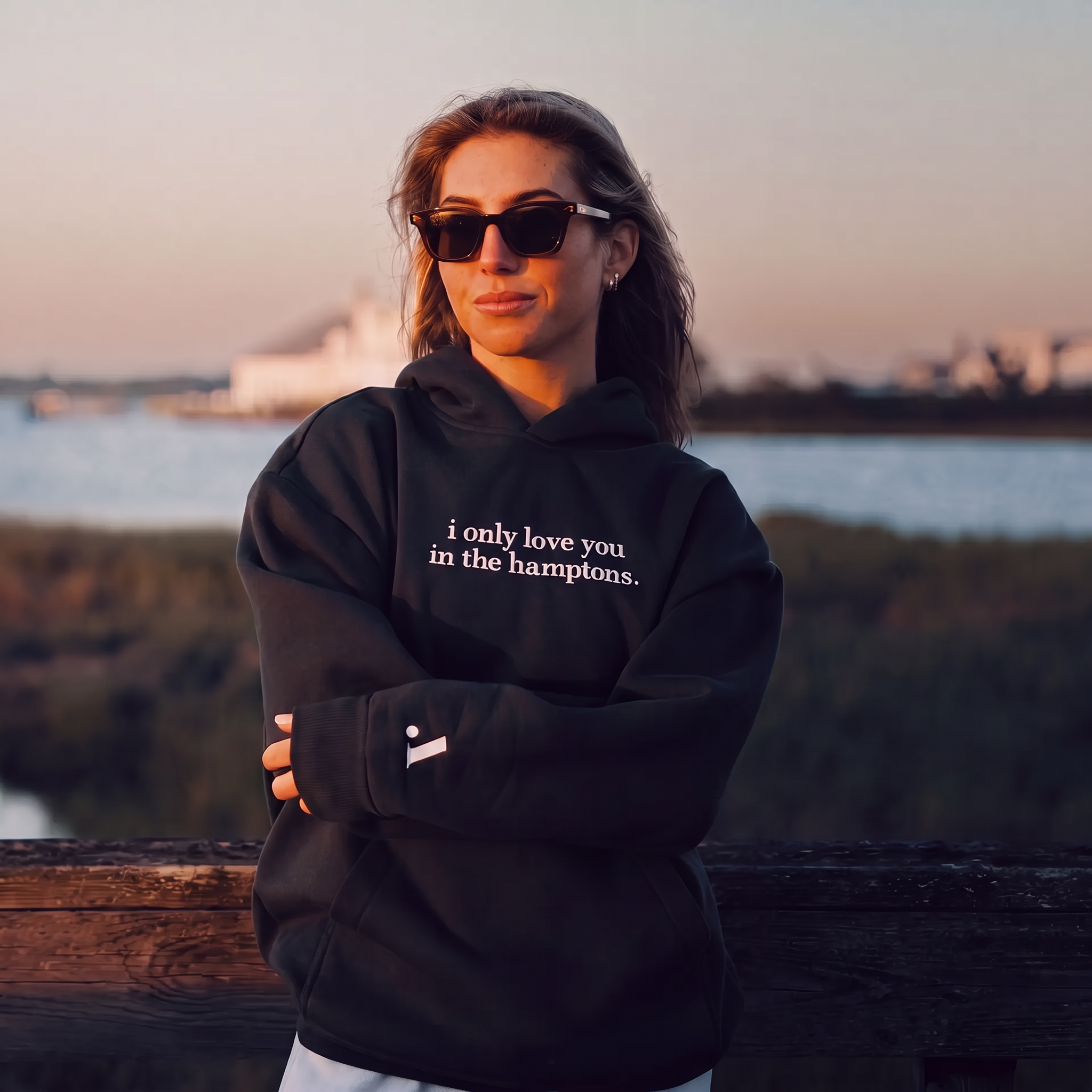 i only love you in the hamptons heavyweight hoodie