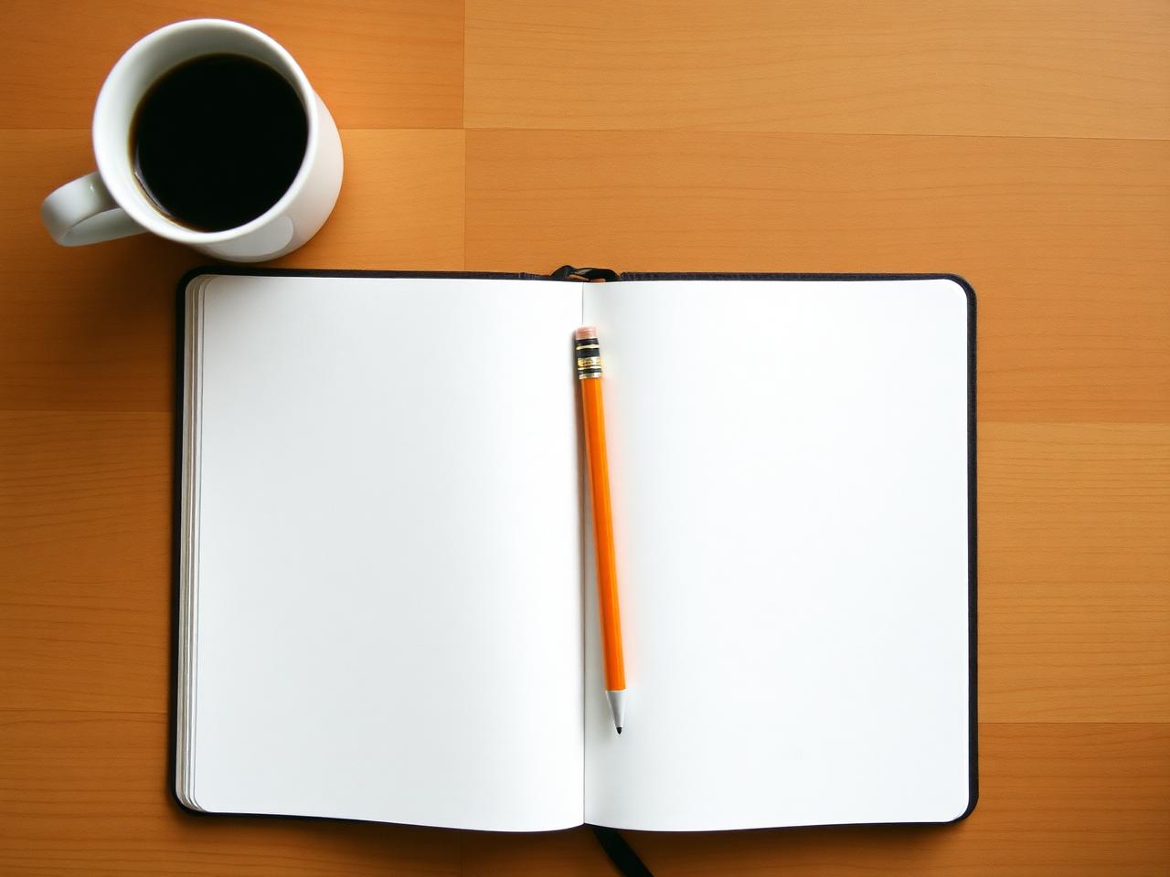 Blank notebook and pencil on a desk